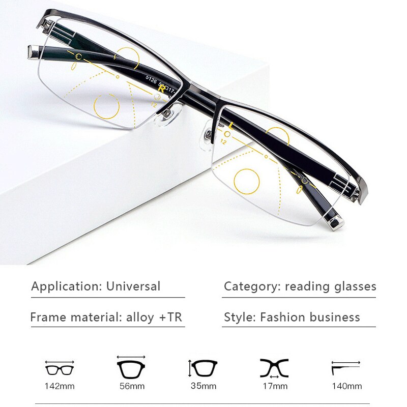 Popular Men Prescription Glasses Quality Multifocal Photochromic Reading Glasses Custom Anti-fatigue Astigmatism Myopia Eyeglass
