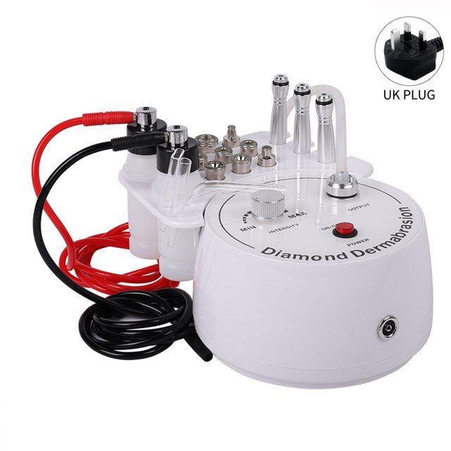 3 In 1 Multifunctionele Dermabrasie Machine Met Spuit Vacuüm Voor Mottle Spot Verwijdering Microdermabrasie Facial Machine Diamond S: UK Plug