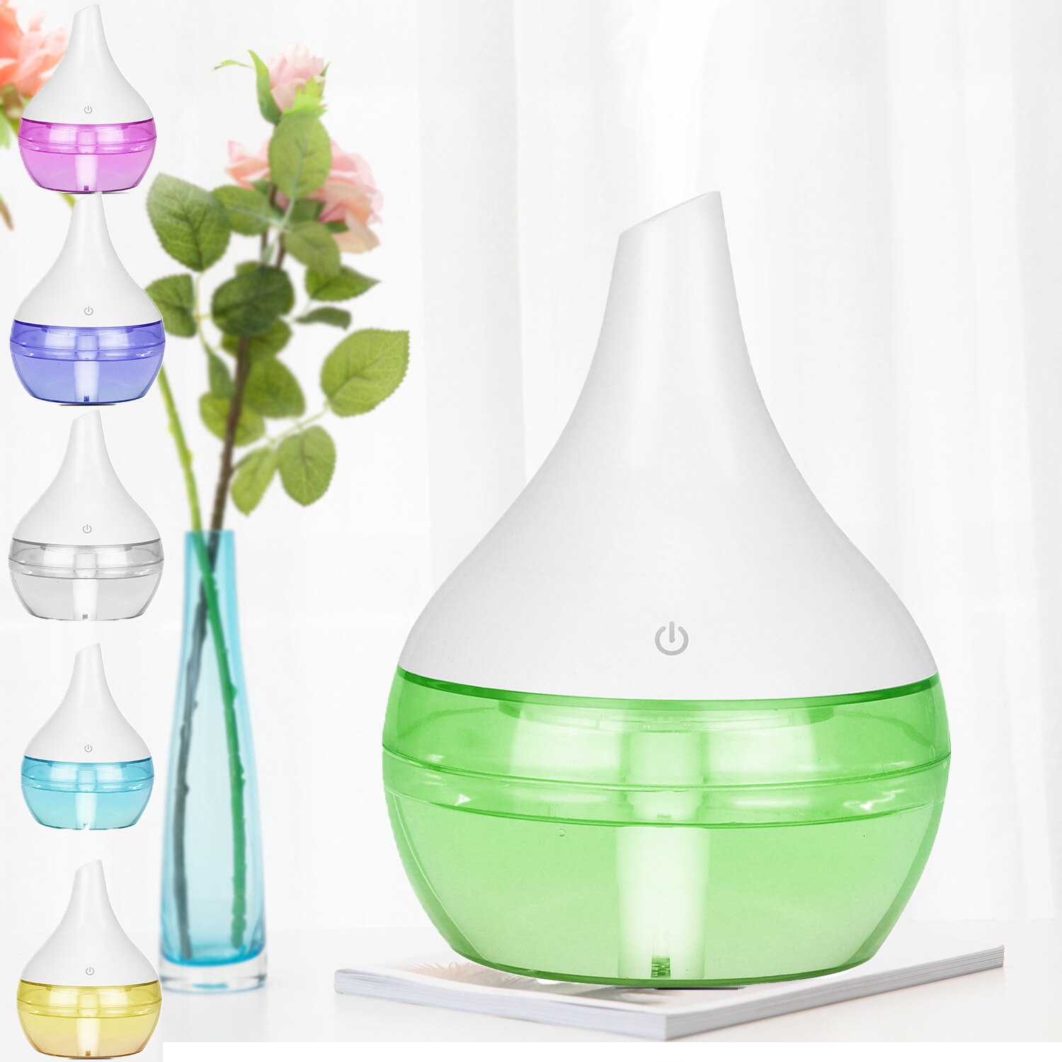 300ML USB humidifier Electric oil Aromatherapy wood grain Ultrasonic air diffuser with 7 colors lights for home office Car