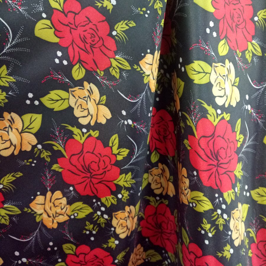 Handmade Floral Satin Fabric Soft Satin Material DIY Lining craft Tilda doll glossy Polyester Charmeuse Fabric: 7