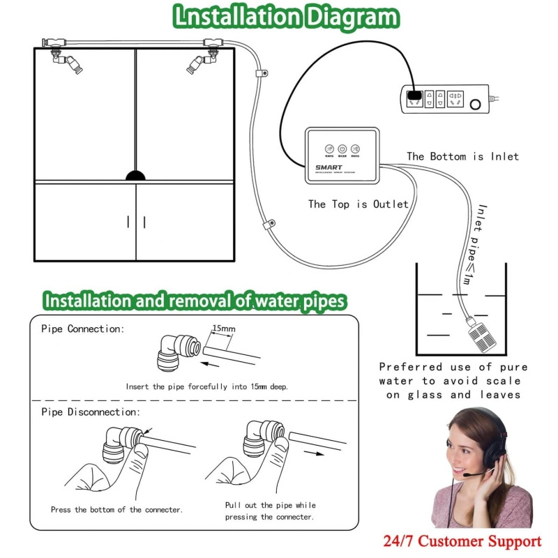 Umidificador electrónico inteligente, Fogger, Terrários, Névoa Automática, Temporização das Florestas Tropicais, Spray System Kit, Controlo por aspersão