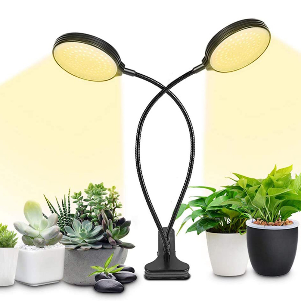 Luces LED de cultivo de plantas de 1/2/3/4 cabezales, lámpara Phyto de espectro completo regulable con Clip, temporizador de encendido/apagado automático, luz de cultivo de vegetales y flores para interiores: changeable