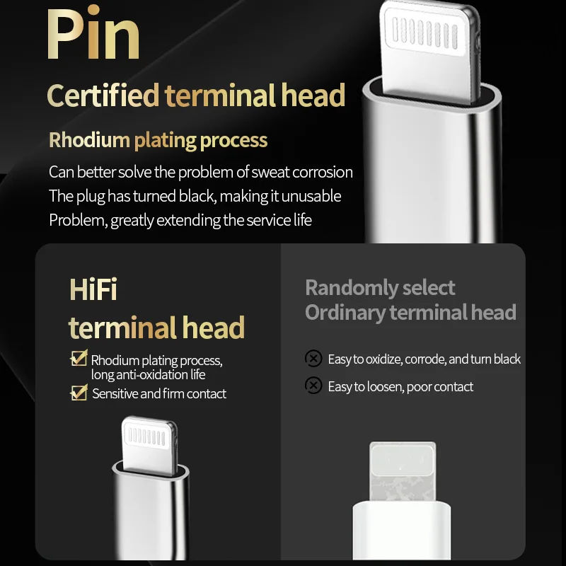 YYAUDIO Lightning naar 3,5 mm Jack Audio Adapter Hoofdtelefoon Aux-kabel 3,5 mm vrouwelijk naar Lightning Aux Jack Adapter voor IPad IPod