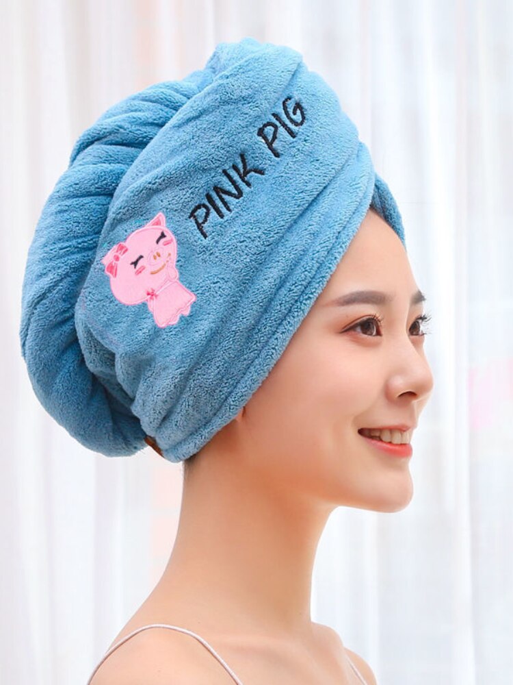 Kvinder mikrofiber håndklæde hår håndklæde badehåndklæder til voksne hjemme frotté håndklæder badeværelse serviette de douche turban til tørring af hår: Blå gris