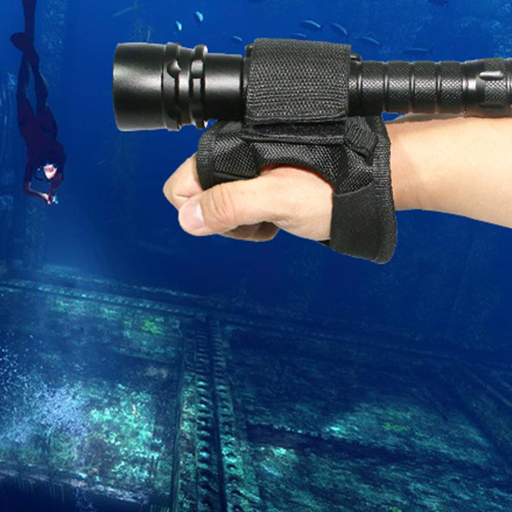 Udendørs undervands scuba buceo dyk led lommelygte holder blød sort hånd arm mount håndledsrem handske praktisk