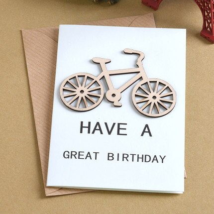 6pcs Mini Birthday Cards Wood Message Kids Party Greeting Cards: MINI-1910-02