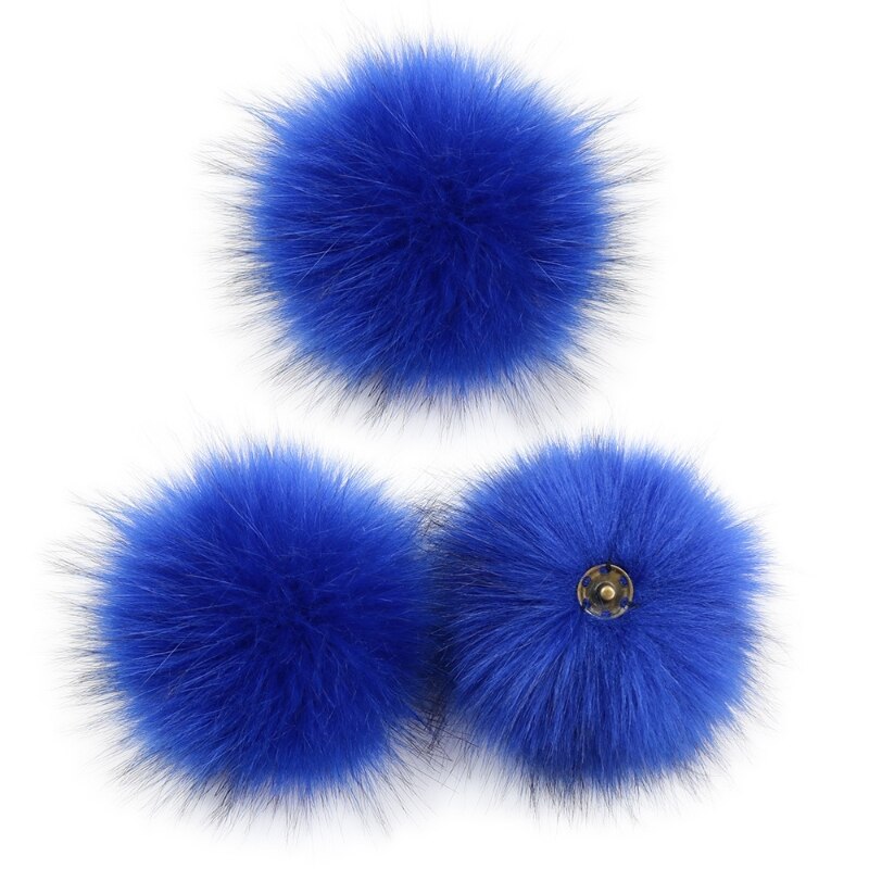 Bola de pompón con botón de presión, pompón de pelo colorido DIY de 10cm, pompón esponjoso extraíble para sombrero, zapatos, accesorio para bufandas, 3 unidades: M