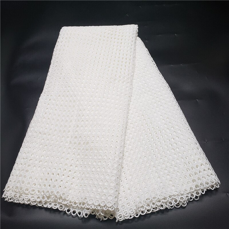 Tela de encaje para vestidos, cordón de guipur clásico, blanco puro, amigable con la piel, Africano, para boda, NN277_R