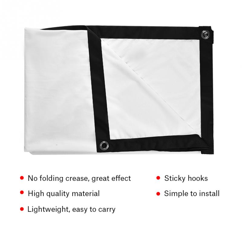 60-120 Inch Portable Foldable Non-crease White Projector Screen 16:9 Curtain Projection Screen