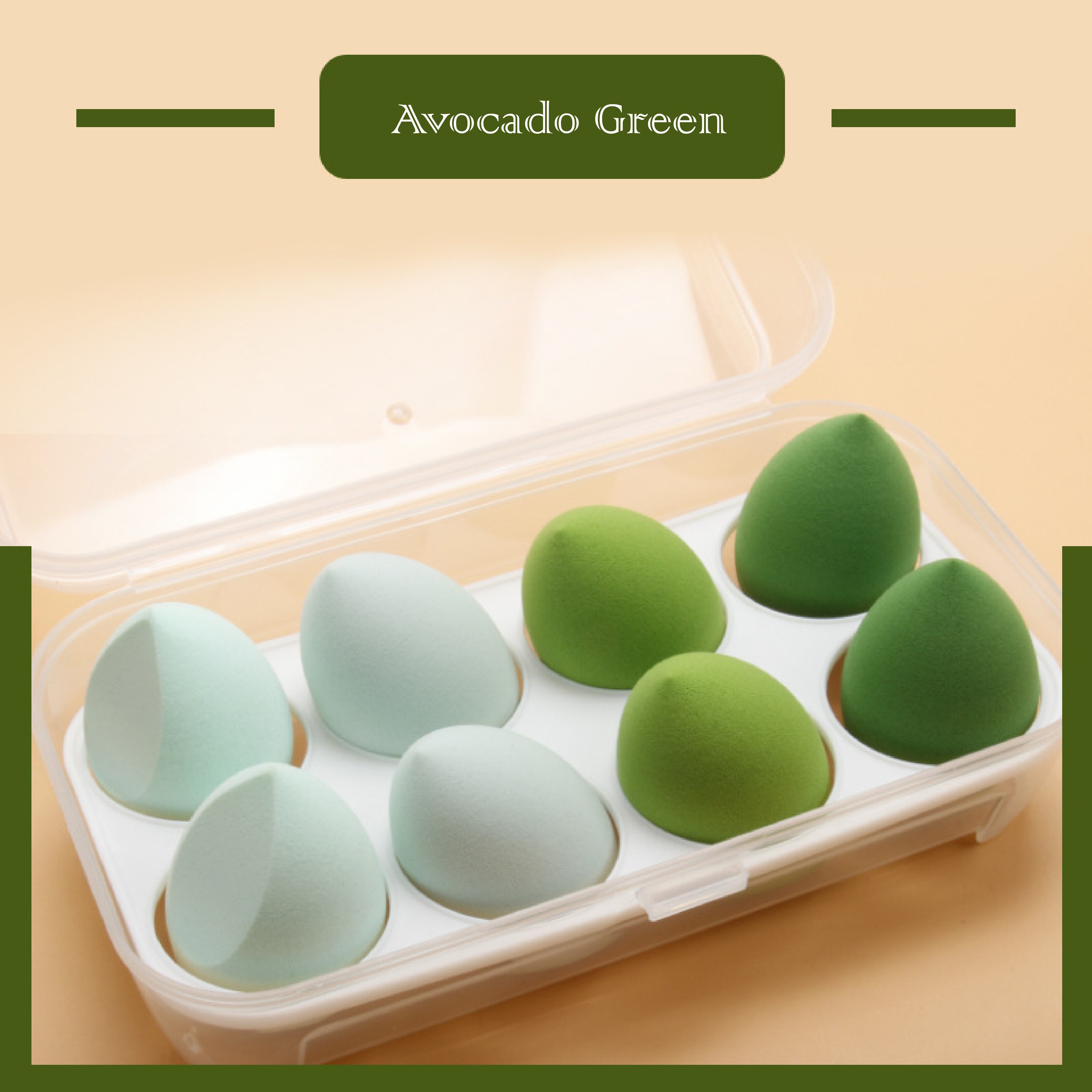 4/8pcs Beauty Egg Gourd Water Puff Makeup Egg Colorful Cushion Cosmestic Sponge Puff Wet and Dry Use Beauty Tool Set: Green 8pcs
