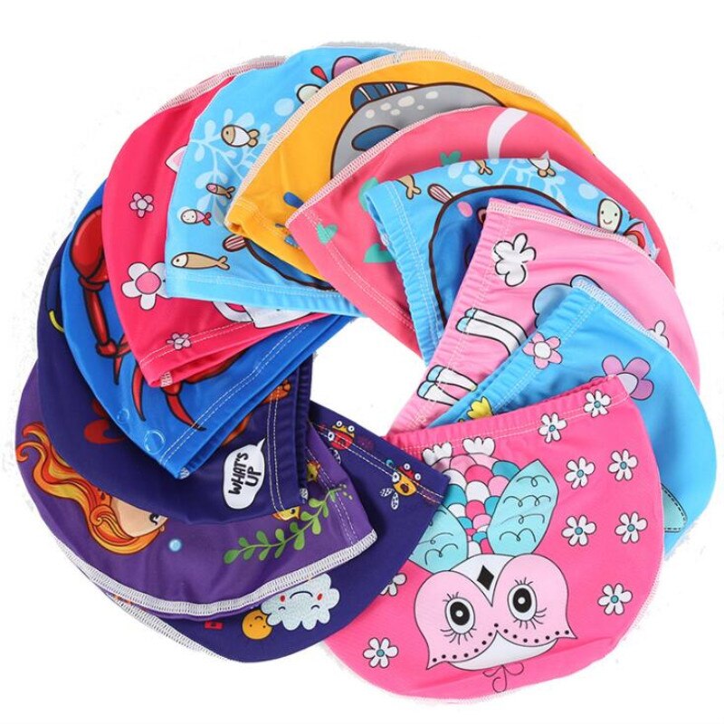 Children's Cute Cartoon Swimming Cap Ear Protection Elastic Loose Comfortable Ear Protection Swimming Cap Baby Calico Cap