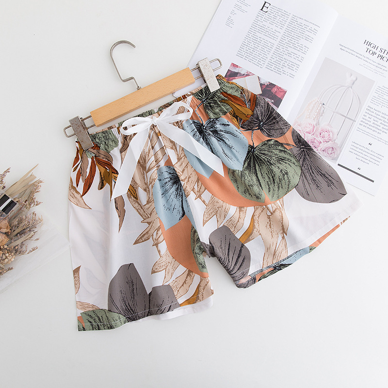 Zomer Print Dunne Katoen Zijde Pyjamabroek Grote Grootte Kan Dragen Shorts Lounge Broek Vrouwen