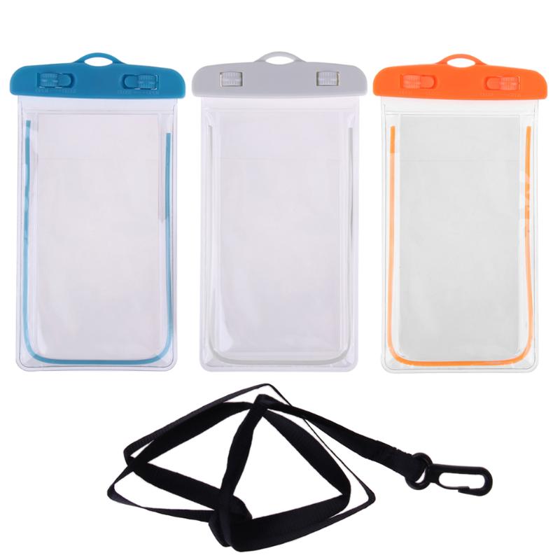 Bolsas de natación bolsa impermeable con bolsa subacuática luminosa funda de teléfono para iphone 6 6s 7 universal todos los modelos 3,5 pulgadas-6 pulgadas