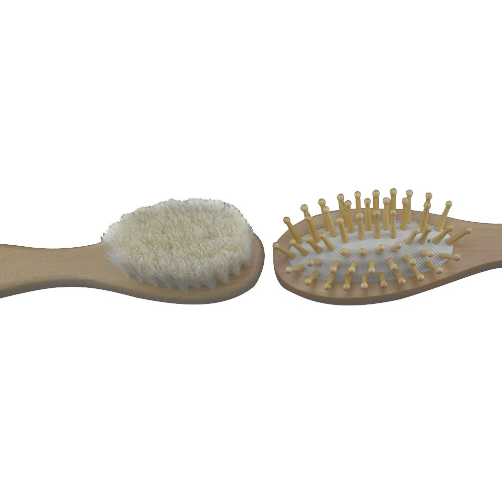 Soin des enfants unisexe Massage du corps sec Mini bain douche en bois bébé peigne Kit doucement pratique brosse à cheveux poils doux antistatique
