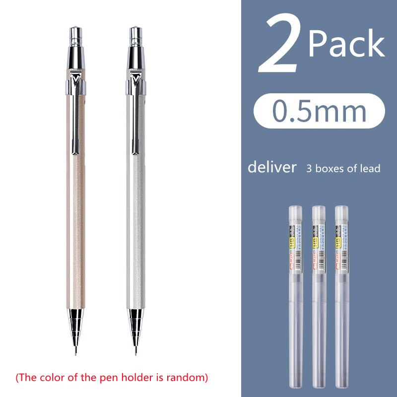 0.5/0.7MM Mechanical Pencil Set Mechanical Pencil Metal Pencil Push mechanical pencil 0.5 school supplies pencils mechanical: 2-0.7-2