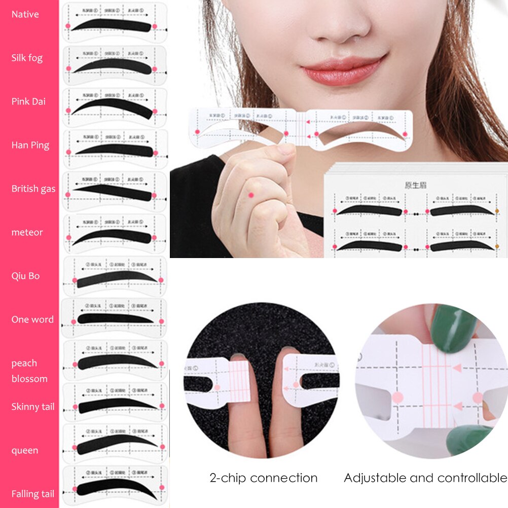 26 Pcs/104 Stickers Reusable Eyebrow Stencil Set Eye Brow DIY Drawing Guide Styling Shaping Grooming Template Card Makeup Beauty