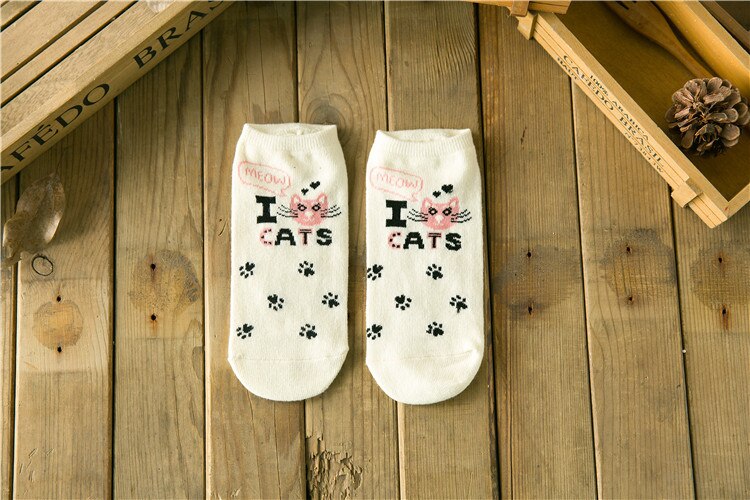 Cute Cat Women Socks Middle Tube Cartoon Cotton Socks for Girls: 011