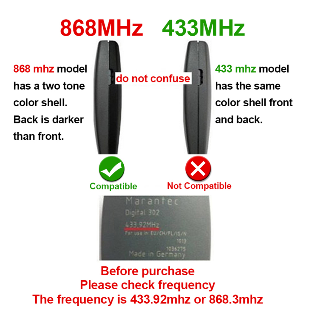 Marantec 868 mhz garasjeportfjernkontroll klon marantec digital 302 304 382 384 313 321 312 868 mhz garasjeportåpner