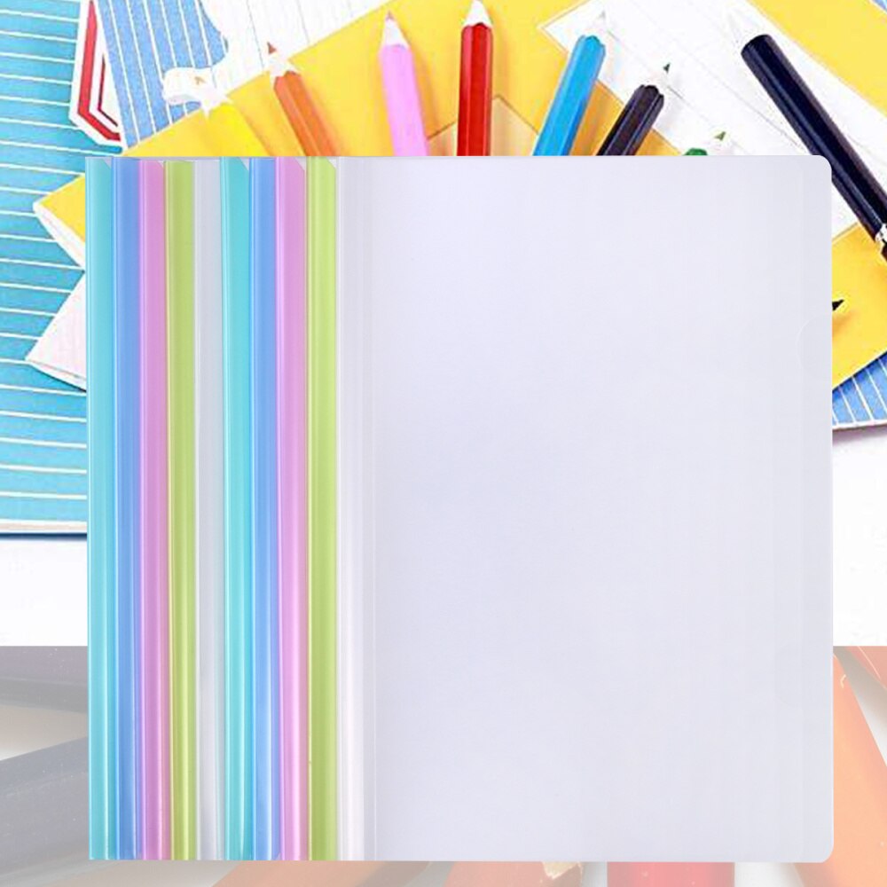 10pcs Transparent File Folder Sliding Bar Report Covers for A4 Report Display Cover Organizer Binder