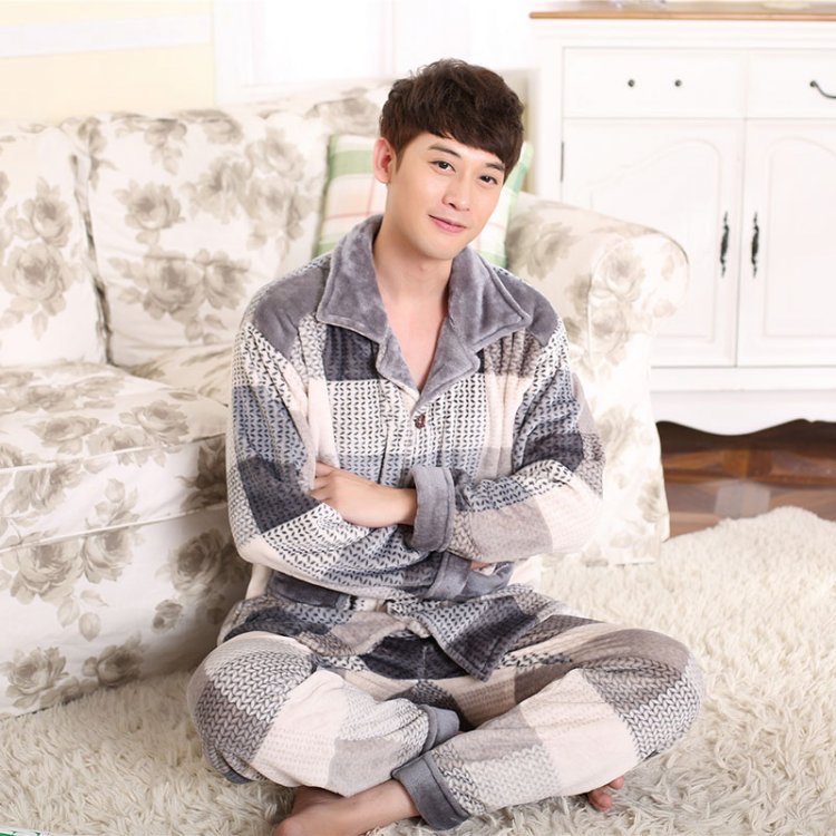 Vinter pyjamas for menn tykk flanell nattøy dress 2 stk pyjamas homme varme uformelle hjemmeklær pijamas hombre: 991946 qng / Xxxl