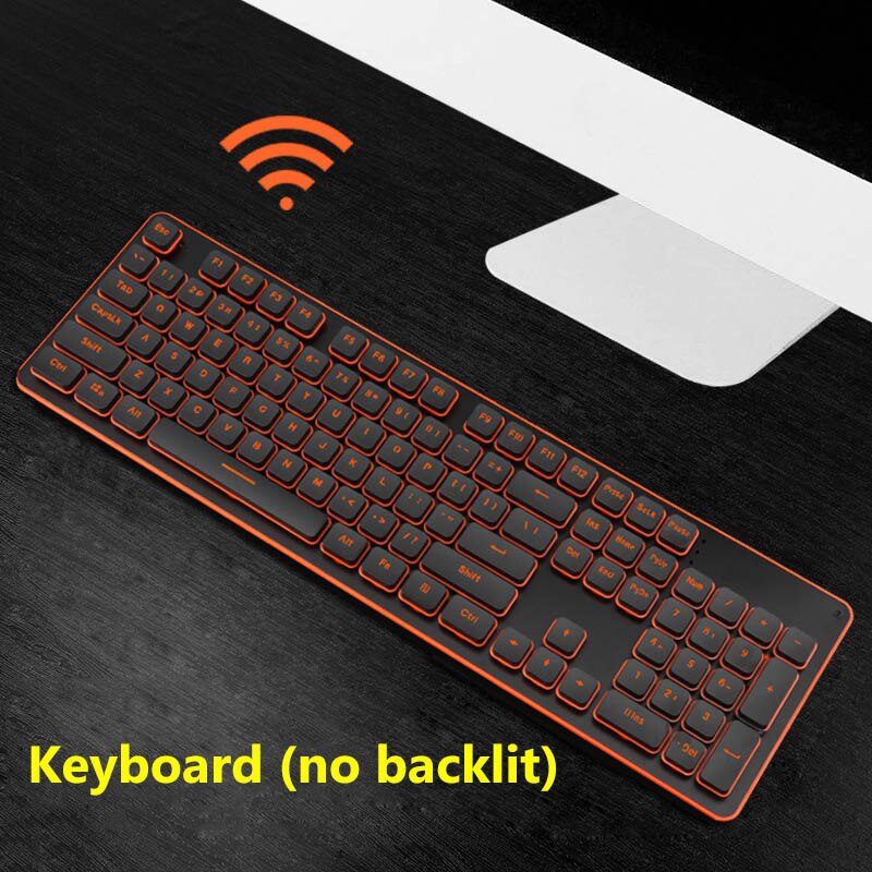 2.4g claviers de jeu sans fil, souris, imitation clavier mécanique, souris de jeu pour ordinateur lenovo, macbook, clavier rétroéclairé: (pas de rétroéclairage)