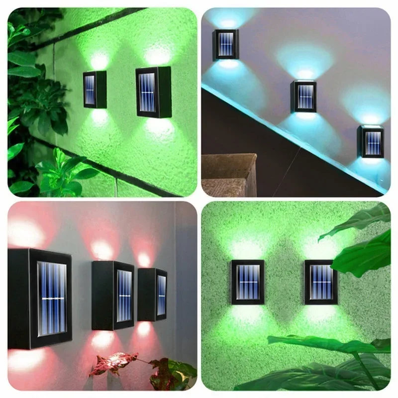 Solar-Wandleuchten nach oben und unten, 6er-Pack, beleuchten Sonnenlichtsensor-Lampe für den Außenbereich, IP65, LED, moderne Deckbeleuchtung, Dekor, Haus, Terrasse, Veranda