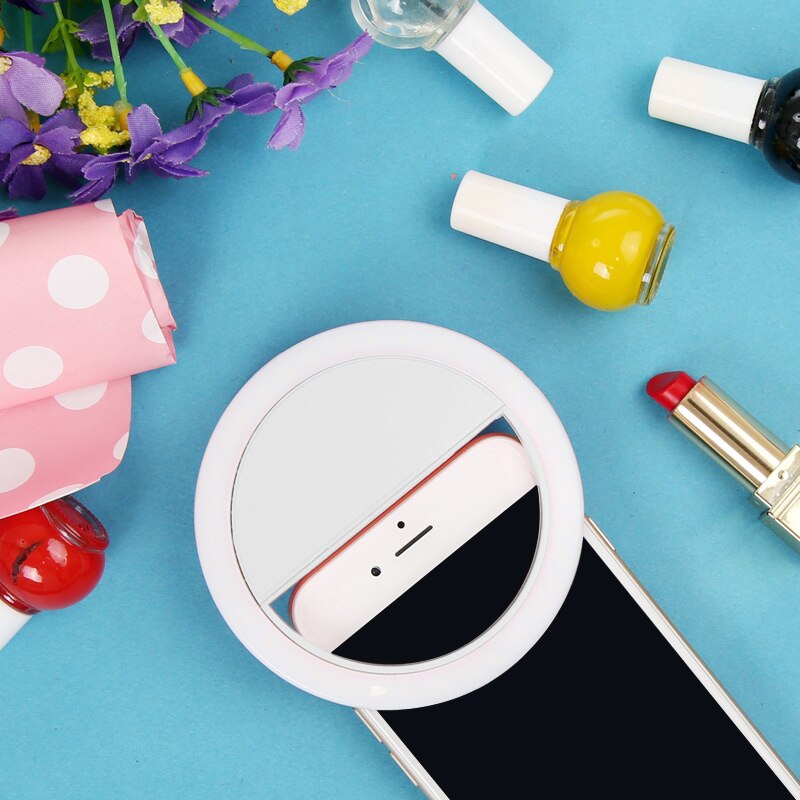 Portable Mini LED Ring Light Phone Flash Selfie Light Clip-on Mobile phone Selfie video light Night Enhancing Up Selfie Lamp: D