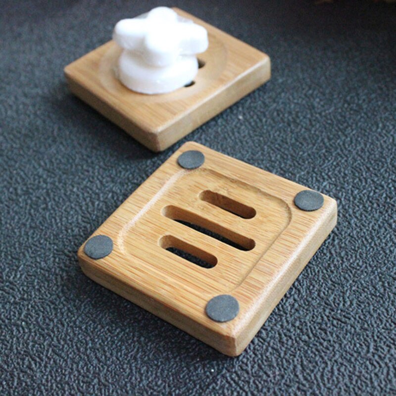 Bandeja con caja de bambú Natural para el baño, soporte para jabón de baño, caja para evitar el moho, plato de drenaje para ducha