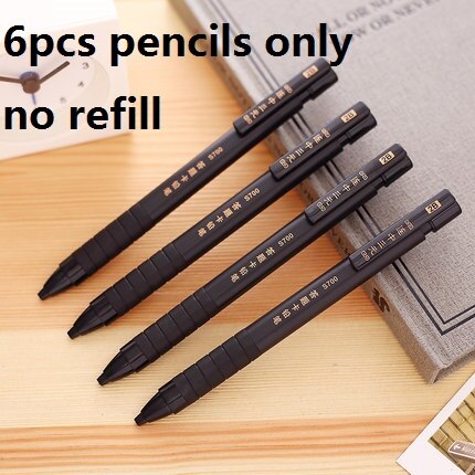 Thick Flat Head Mechanical Knock Pencil 2B Refills Students Test Examnation Answering Card Computer Easily Identify Draw S700: 6pencils