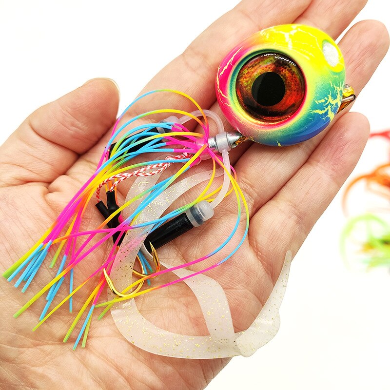 Fiskan 1 stk farger tilfeldig fiske jigg skjørt bly hode gummi butikk øyne skjørt tai gummi sluk fiske fiske sluk