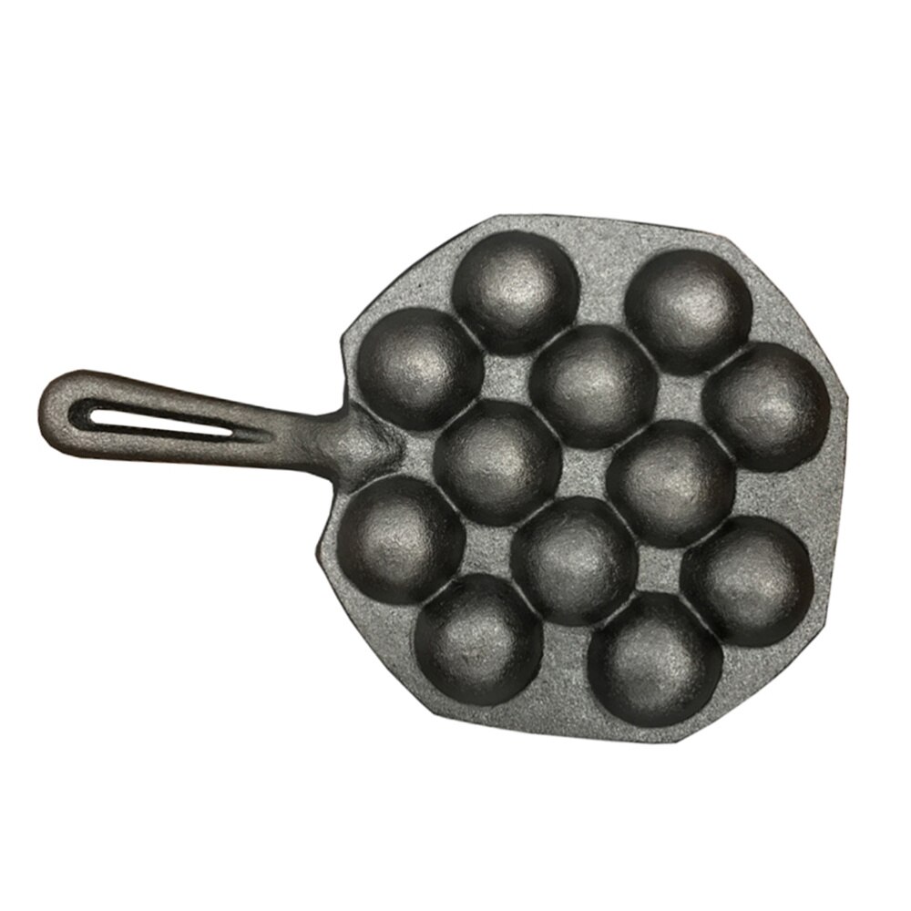 Takoyaki Pan 12 Molds Cast Iron Takoyaki Maker Skillet Japanese Octopus Meat Mold No-stick Baking Tray for Octopus Balls