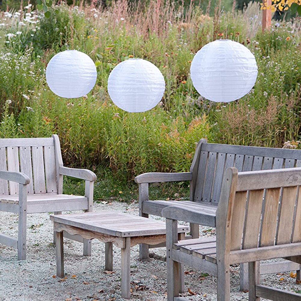 Farolillos de papel chinos para exteriores, farolillos de luz para , patio, artesanal, redondo, blanco, suministros de bolas, 10/1 piezas