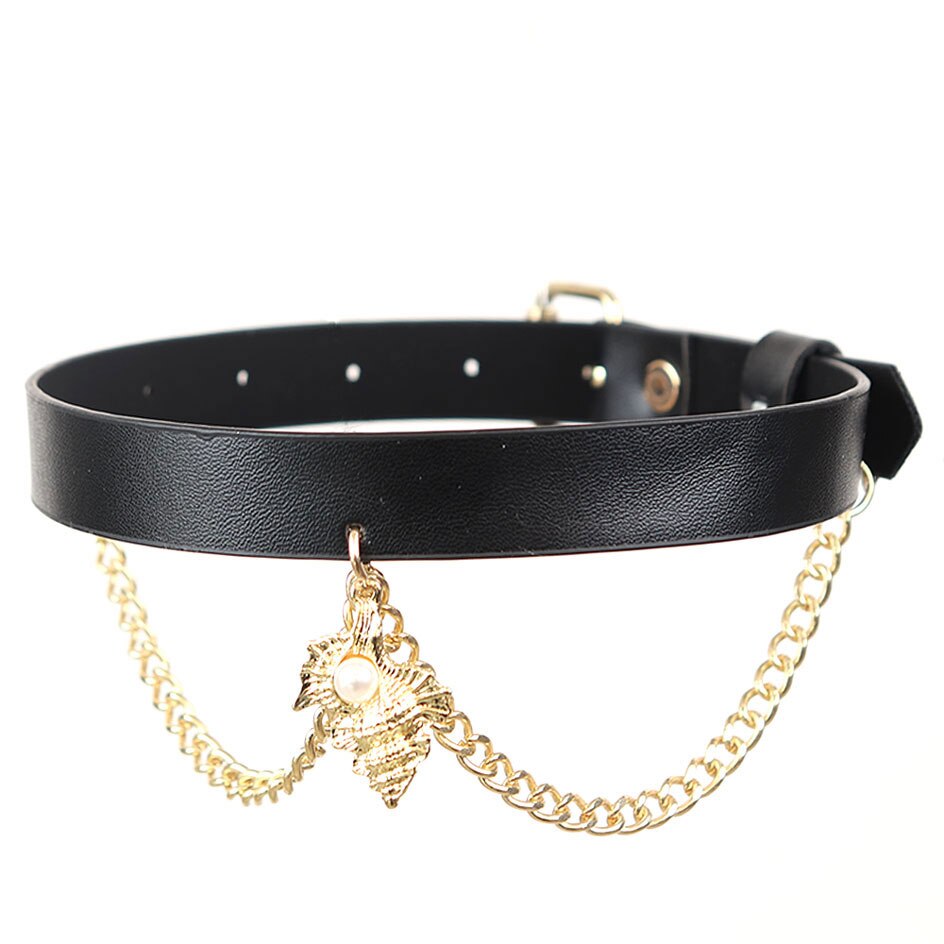 B.CYQZ-gargantilla de cuero negro para Mujer, Collar gótico, Harajuku, cadena de oro, Bar, Collar para Mujer, Collier Ras Du Co