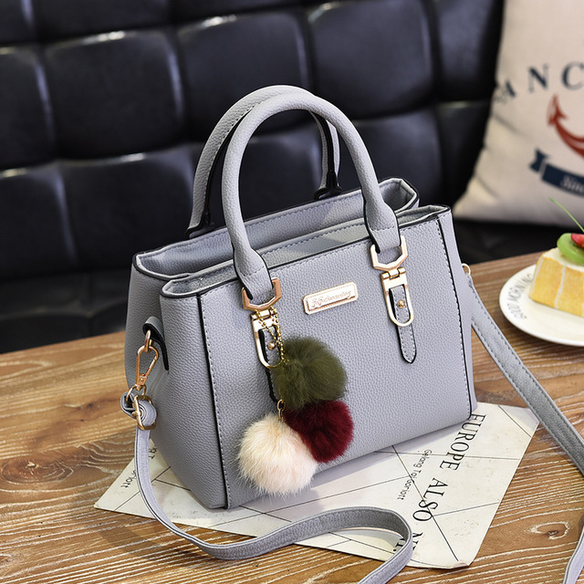Yogodlns women beading pendant handbag ladies embossed shoulder bag ladies Messenger bag hairball bags bag