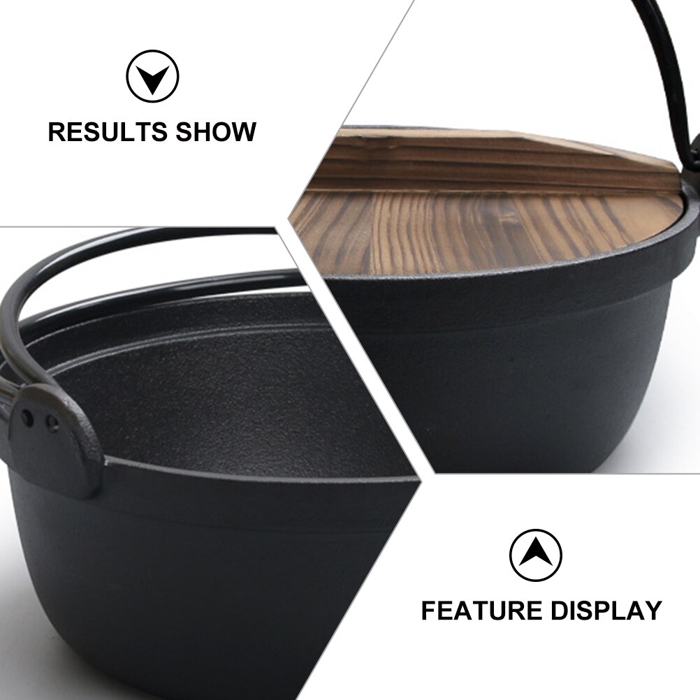 1 Pc Practical Cast Iron Pot Large Capacity Soup Pot Household Stew Pot (Black)