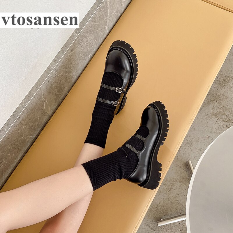 2021New chaussures automne Mary Janes décontracté japonais Lolita Style étudiants chaussures simples 4cm à talons hauts femmes chaussures directe