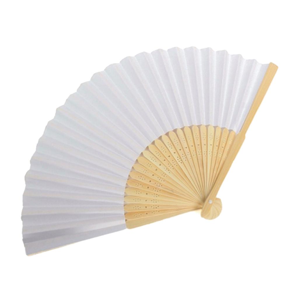 Blank White DIY Paper Bamboo Folding Fan for Hand Practice Calligraphy Draw