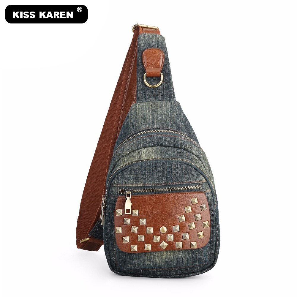 Rock studs schoudertassen jeans dames borsttassen duurzame casual dagrugzak denim dames handtas schouder messenger bags