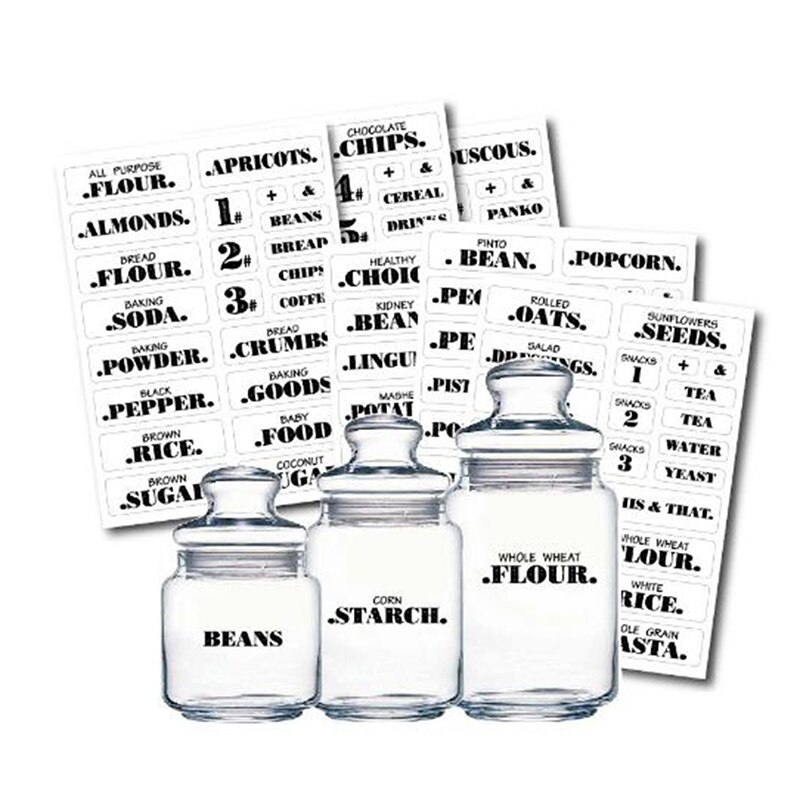 6 Vellen Labels Transparante Waterdichte Pantry Stickers Etiketten Benodigdheden Voor Pantry Voedsel Keuken Spice Stickers Jar