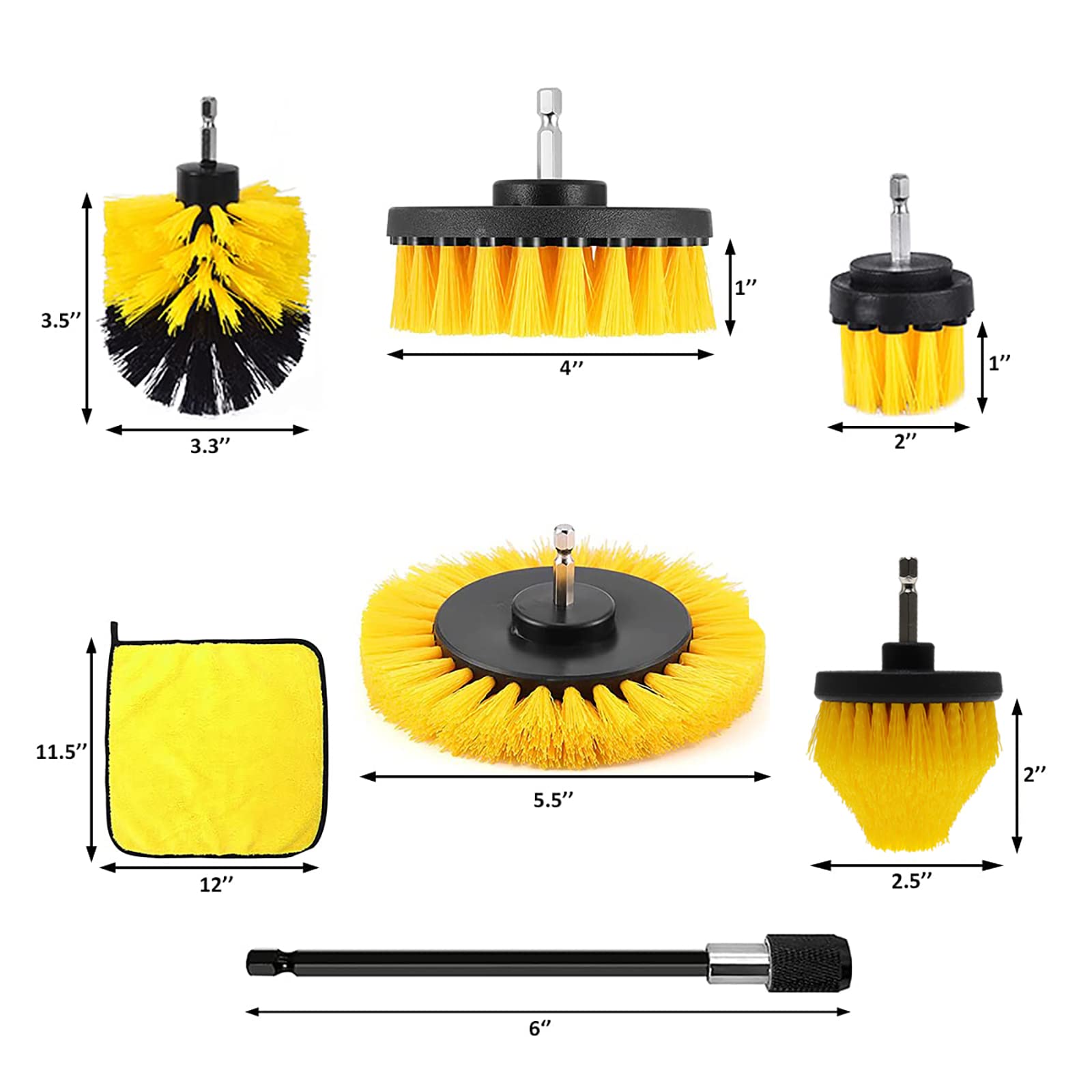 7 Stuks Boor Elektrische Borstel Power Scrubber Reinigingsborstelbevestiging Set Voor Alle Doeleinden Voor Vloer, Bad, Douche, Tegel, Badkamer, Keuken