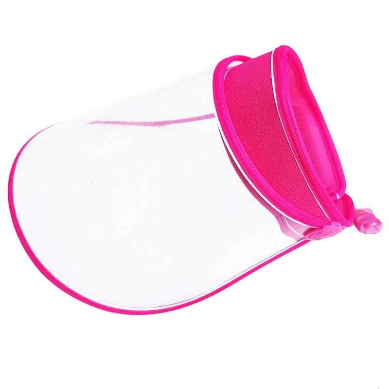 Women Summer Sun Protection Ultraviolet Sun Visor Hats Transparent Plastic Sunshade Hat Face Shield Outdoor Travel Beach Caps: rose red