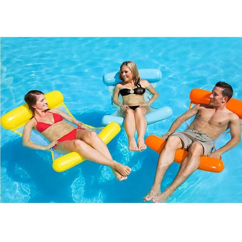 3 st uppblåsbar hopfällbar ryggstöd för dubbla användningsområden flytande raddränering uppströms flytande säng med uppblåsbar hängmatta leksak