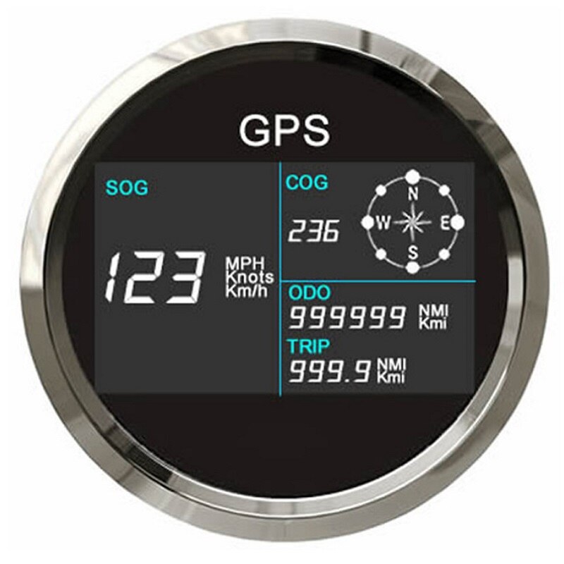3 3/8" Digital GPS Speedometer Total Mileage Adjustable GPS Blind Area Odometer Compensation 12V 24V: BS