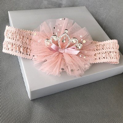 Bebê meninas flor hairband malha coroa headdress macio bandana ano novo presente festa tiara headwear acessórios de cabelo: 5