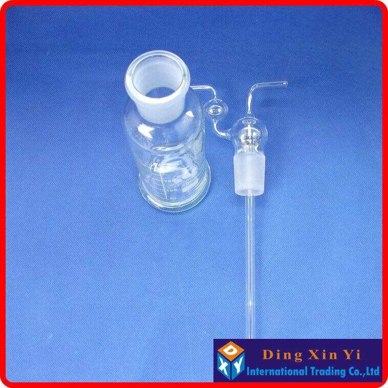 (2 pieces/lot) Straight-tube, 250ml Lab glass Gas Washing Bottle drechsel,drying or remove the impurities in the gas