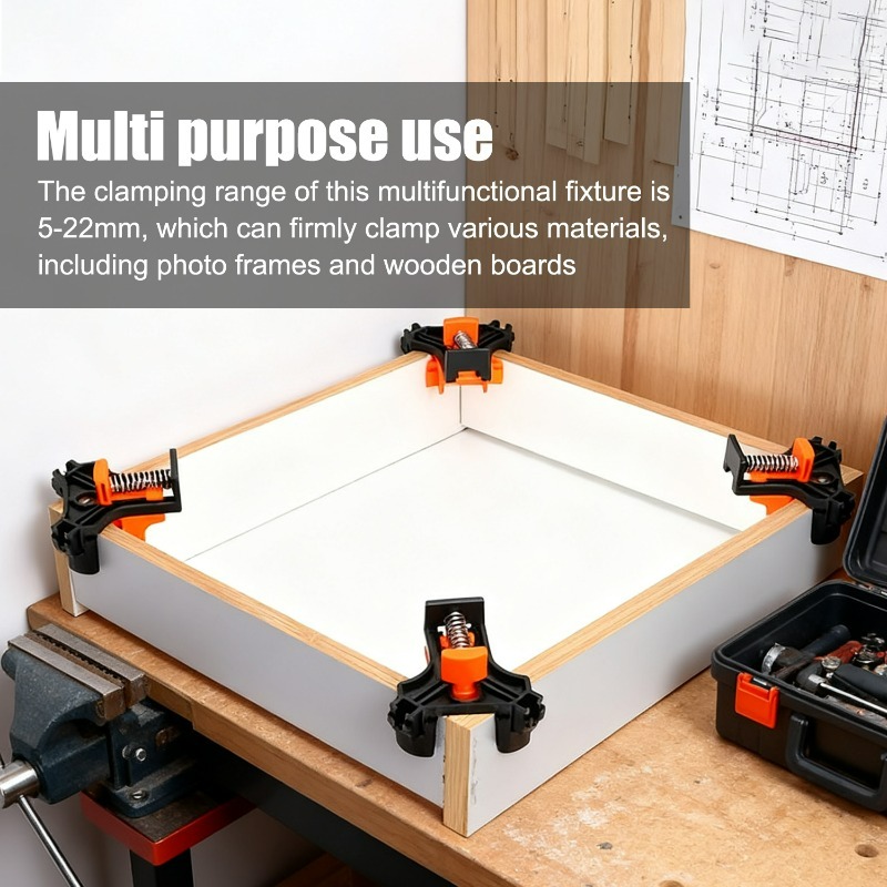 90° Woodworking Fixed Right Angle Clamp 90 Degree Corner Clips Fast Adjustable Quick Spring for Cabinets Photo Framing Fixing
