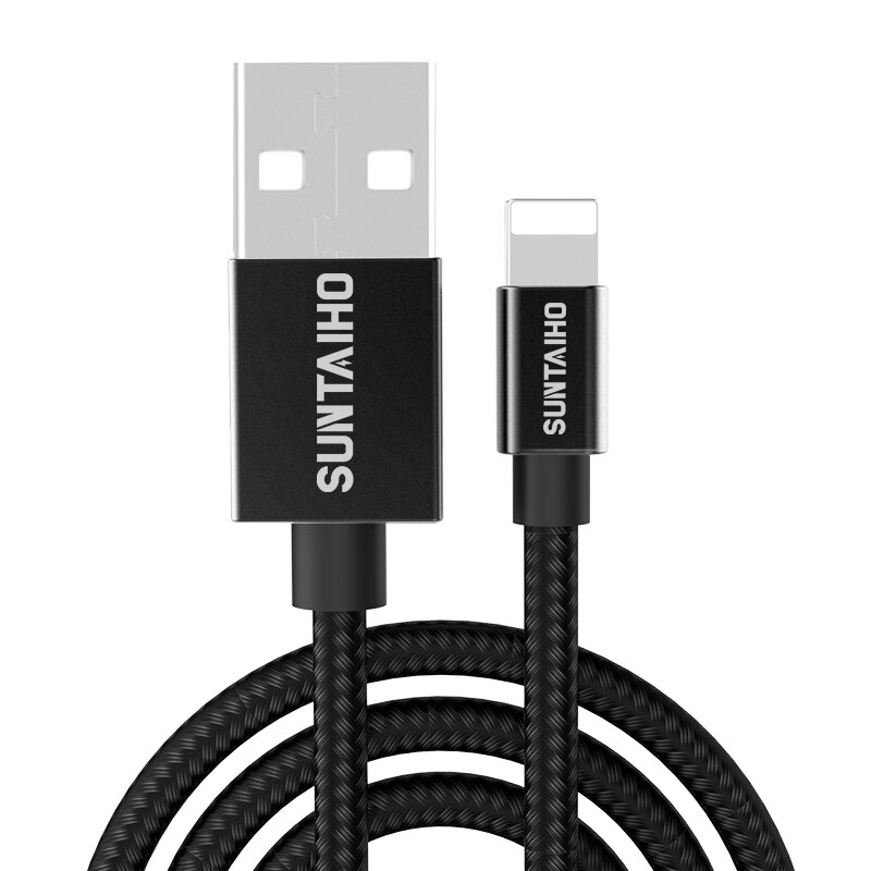 2.4A Snel Opladen Usb Kabel Voor Iphone 11Pro Max Xr Xs X 8 7 6 6S 5 5S ipad Koord Mobiele Telefoon Kabel Snelle Data Oplaadkabel: Black / 3M