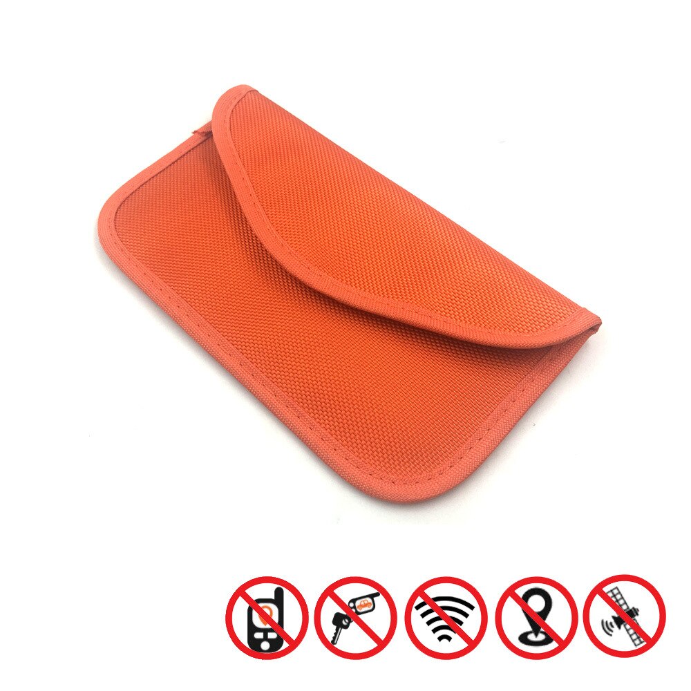 1pcs Signal Blocking Bag Car Fob Signal Blocker Faraday Bag Signal Blocking Bag Shielding Pouch Wallet Case for Car Key: Orange
