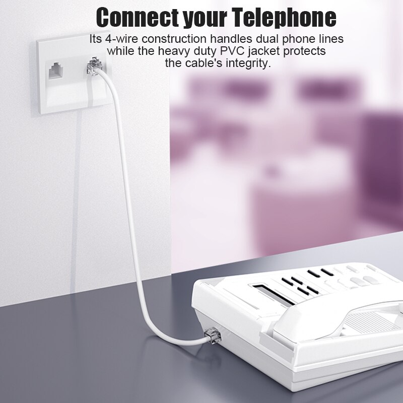 SAMZHE Telephone Extension Cord Phone Cord with 1 in-Line Coupler Cable Wire Line with Standard RJ11 Plug