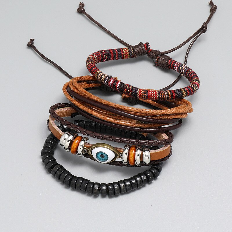 Jahrgang Punk mehrschichtig-wickeln Leder Armbänder Männer Schmuck Punk Auge Reize Armbinde für Frauen Armreif